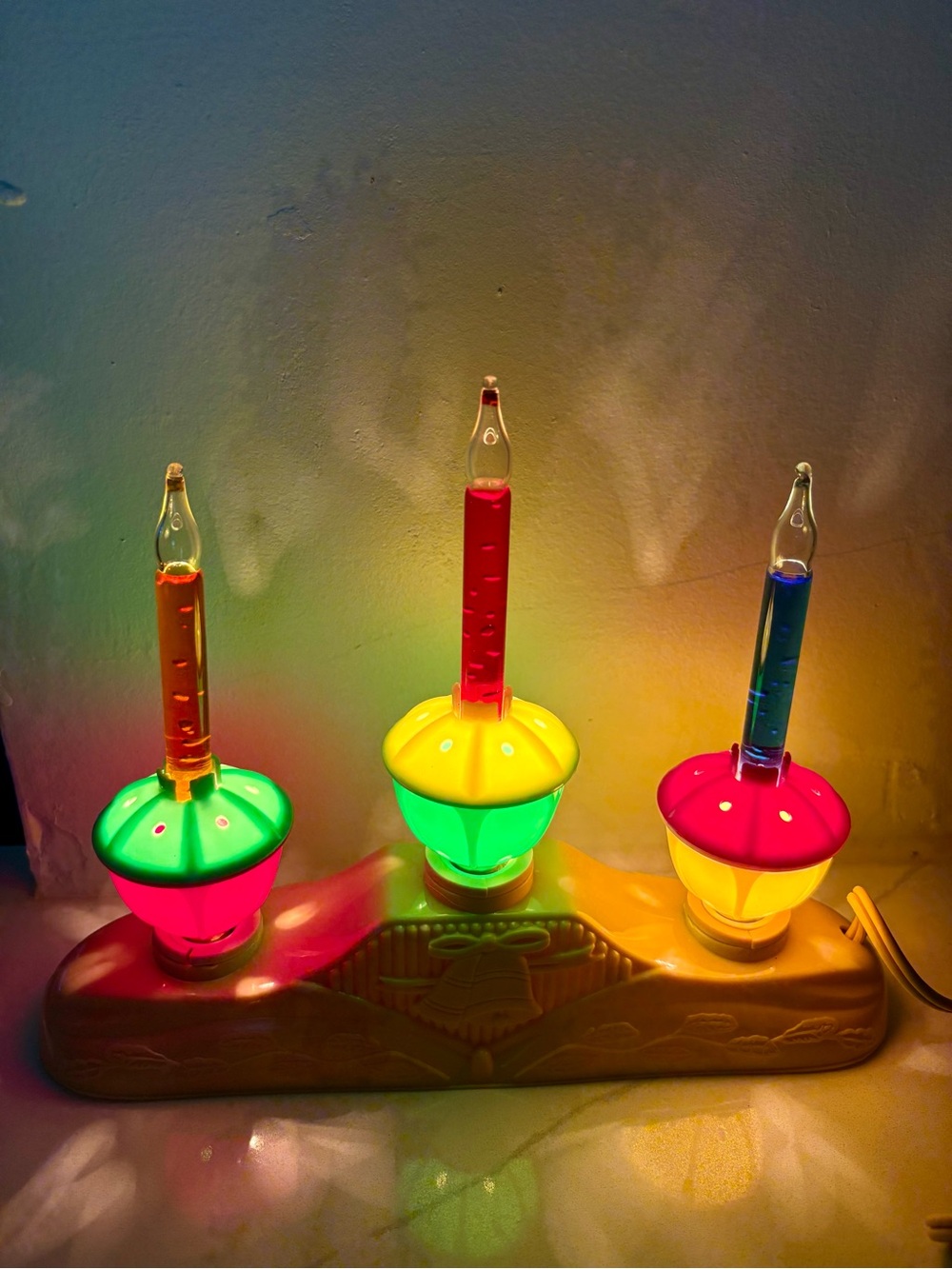 Roman Inc. 3-Light Christmas Bubble Light Candolier Centerpiece